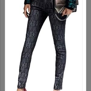 Current/Elliot Ankle Skinny Black Lace Jeans